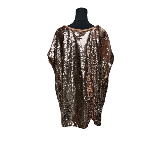 Roaman's Sequin Rose Gold Evening Blouse Sz 30W, glam cocktail party top - Picture 3 of 9